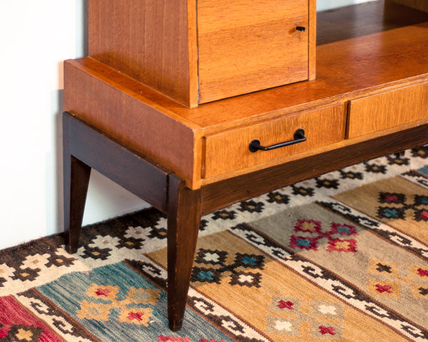 § Modernist Two-Toned Vintage Bookshelf Cabinet
