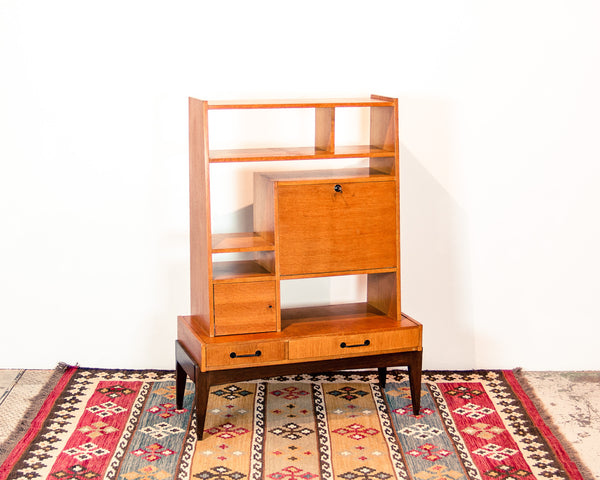 § Modernist Two-Toned Vintage Bookshelf Cabinet
