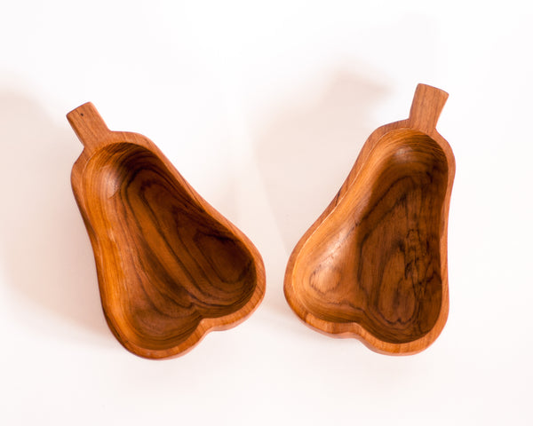 § Mid-century Teak Pear Bowls - Set of 6