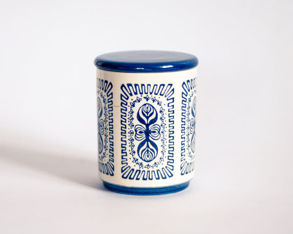 § Scandinavian Motif Ceramic Jar with Lid