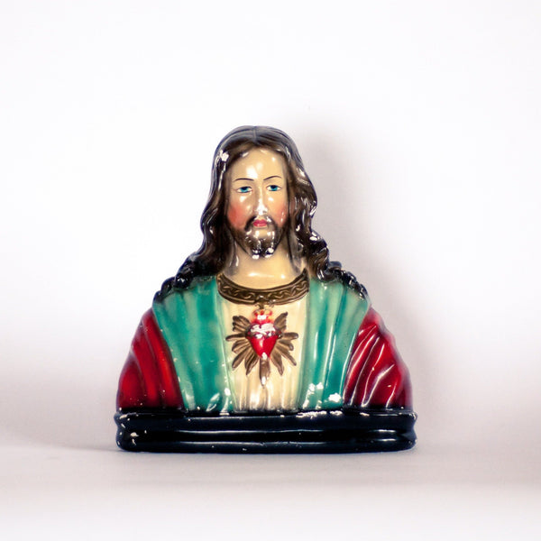 Vintage Plaster Jesus Sacred Heart Bust