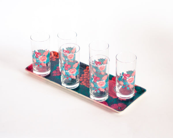 § French Vintage Floral Lemonade Glasses with Tray