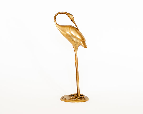 § Midcentury Brass Heron Figurine