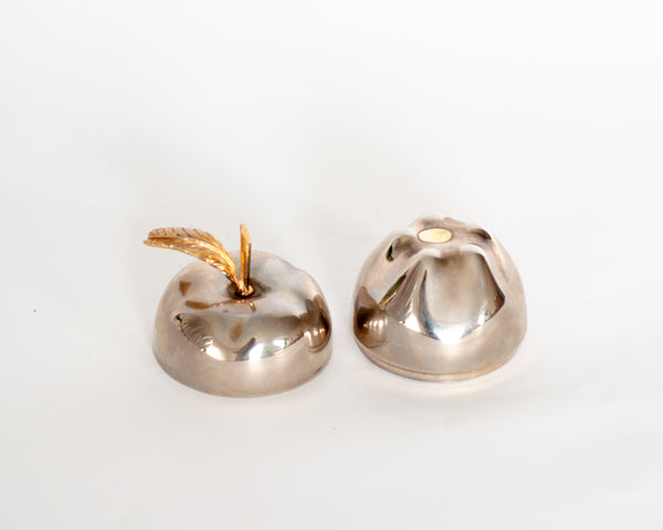 § Silver and Gold Apple Trinket Box