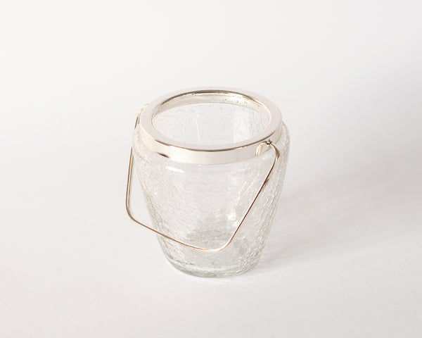 § Silver Crackle Glass Ice Bucket
