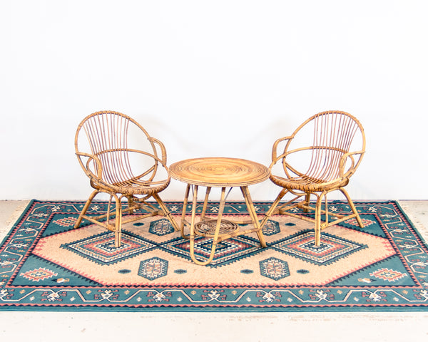 § Vintage Rattan Chairs and Table Set