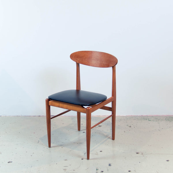 Oddhaus Vintage Luxembourg Vintage Danish Midcentury accent chair teak wood black vinyl seat