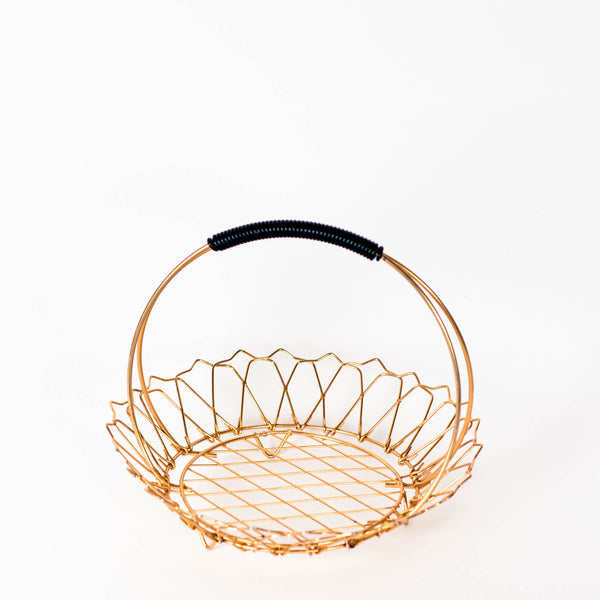 Oddhaus Vintage Luxembourg 70s Retro Brass Wire Basket