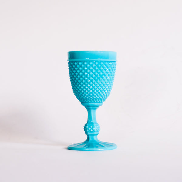 § Turquoise Milk Glass Hobnail Goblet - Casa Pupo London