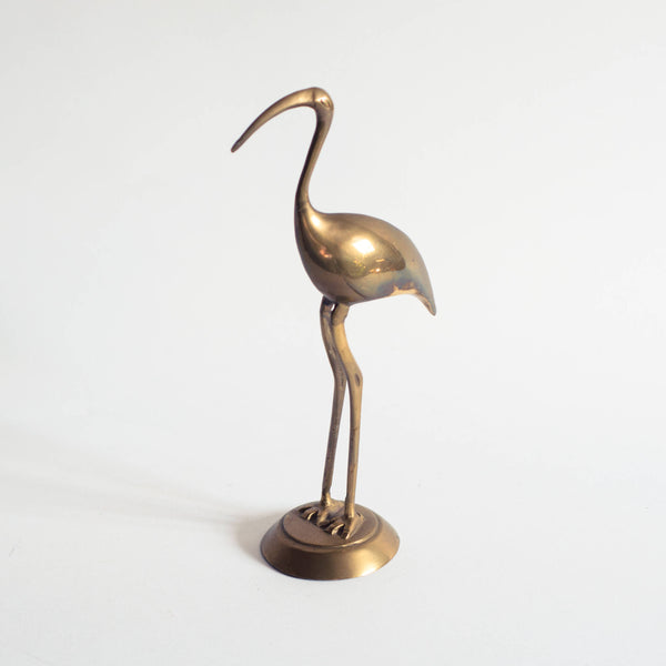 § Midcentury Brass Heron Figurine