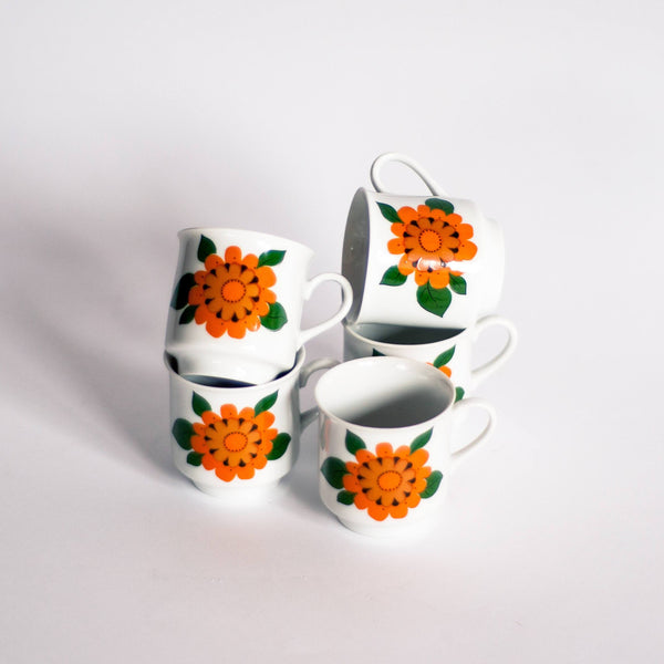 §Floral Geometric Coffee Cups - Set of 5