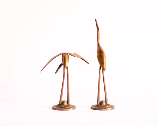 § Mid-century Brass Heron Figurines - set of 2