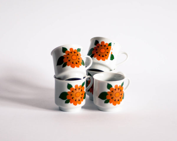 §Floral Geometric Coffee Cups - Set of 5